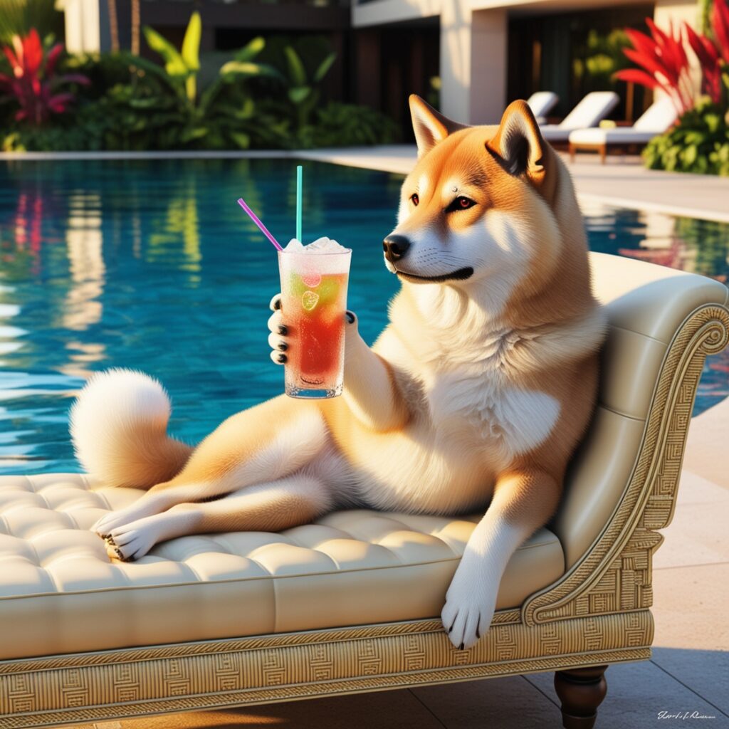 shiba na piscina